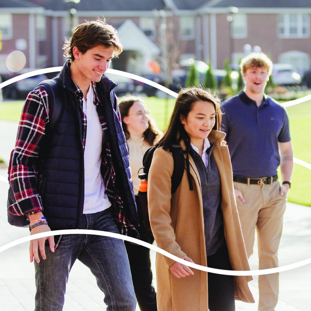Students walking on campus 