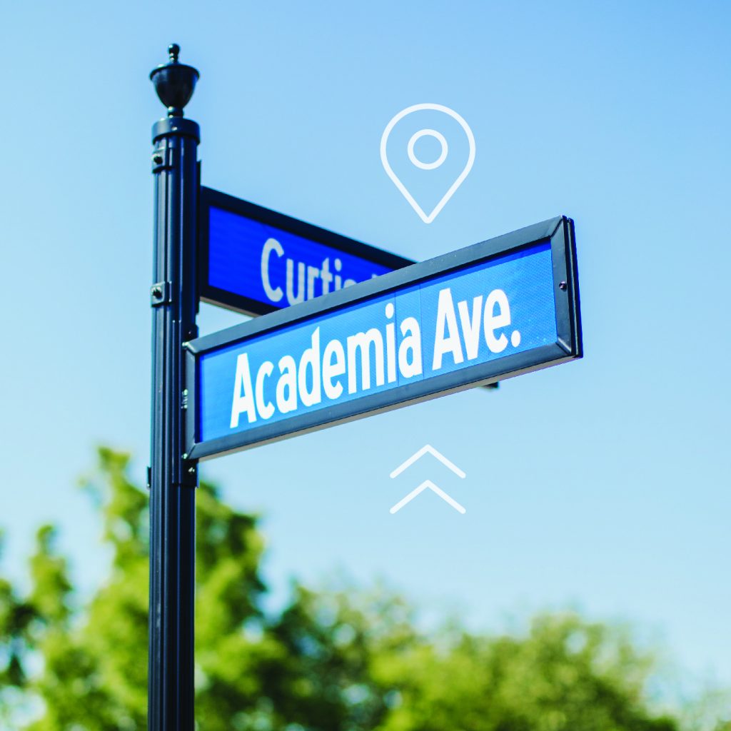 Academia and Curtis road signs