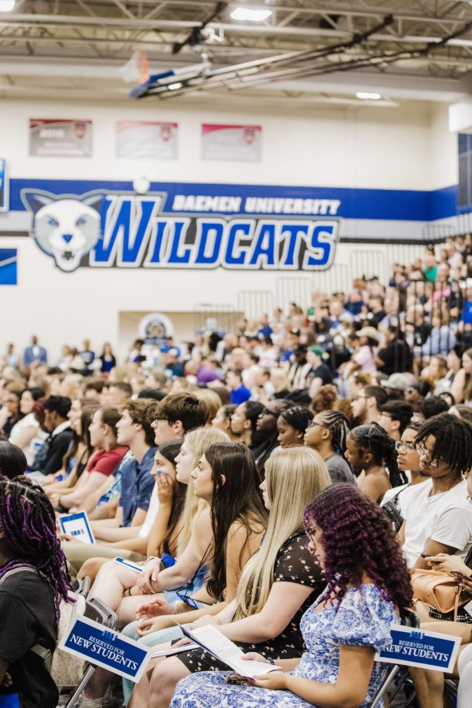 Students sitting in Lumsden Gym during Convocation 